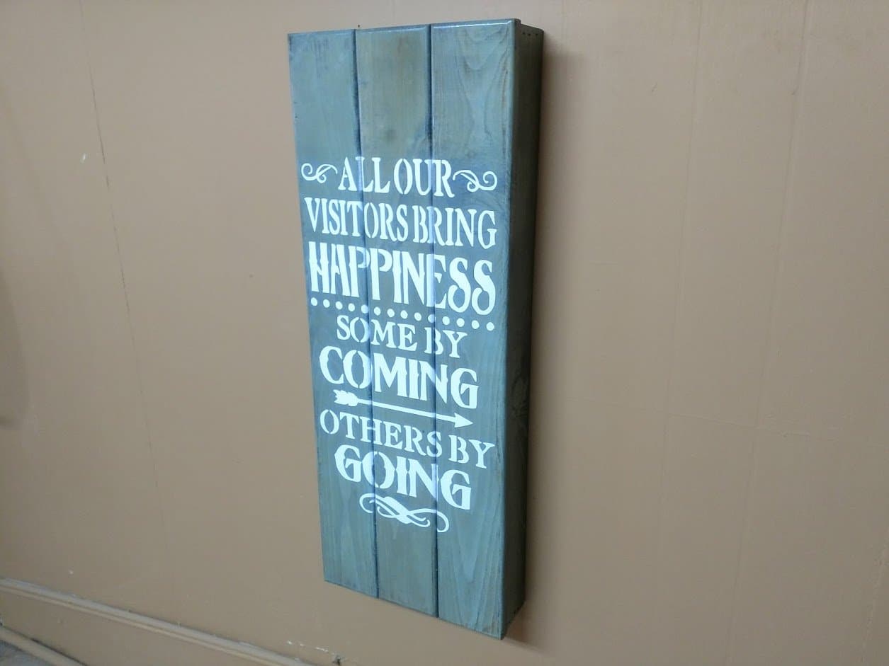 "Visitors Bring Happiness"  Large Concealment Wall Art Box