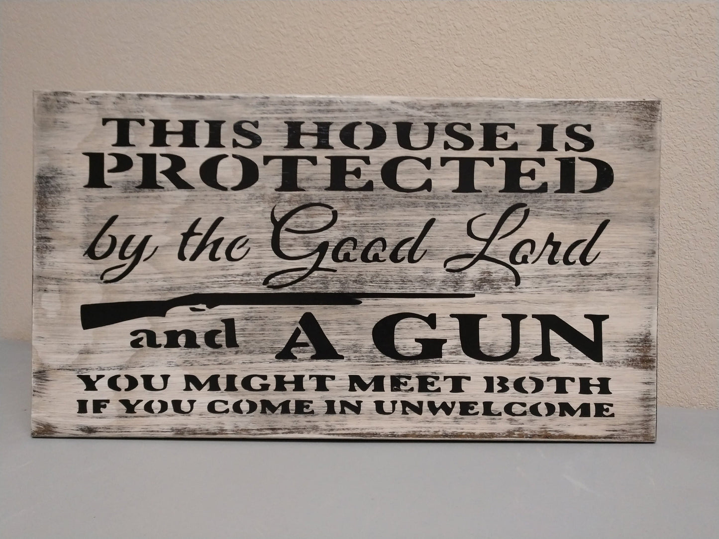 MINI "THIS HOUSE IS PROTECTED" GUN CONCEALMENT WALL ART
