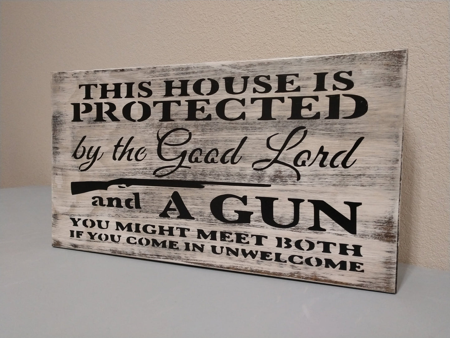 MINI "THIS HOUSE IS PROTECTED" GUN CONCEALMENT WALL ART