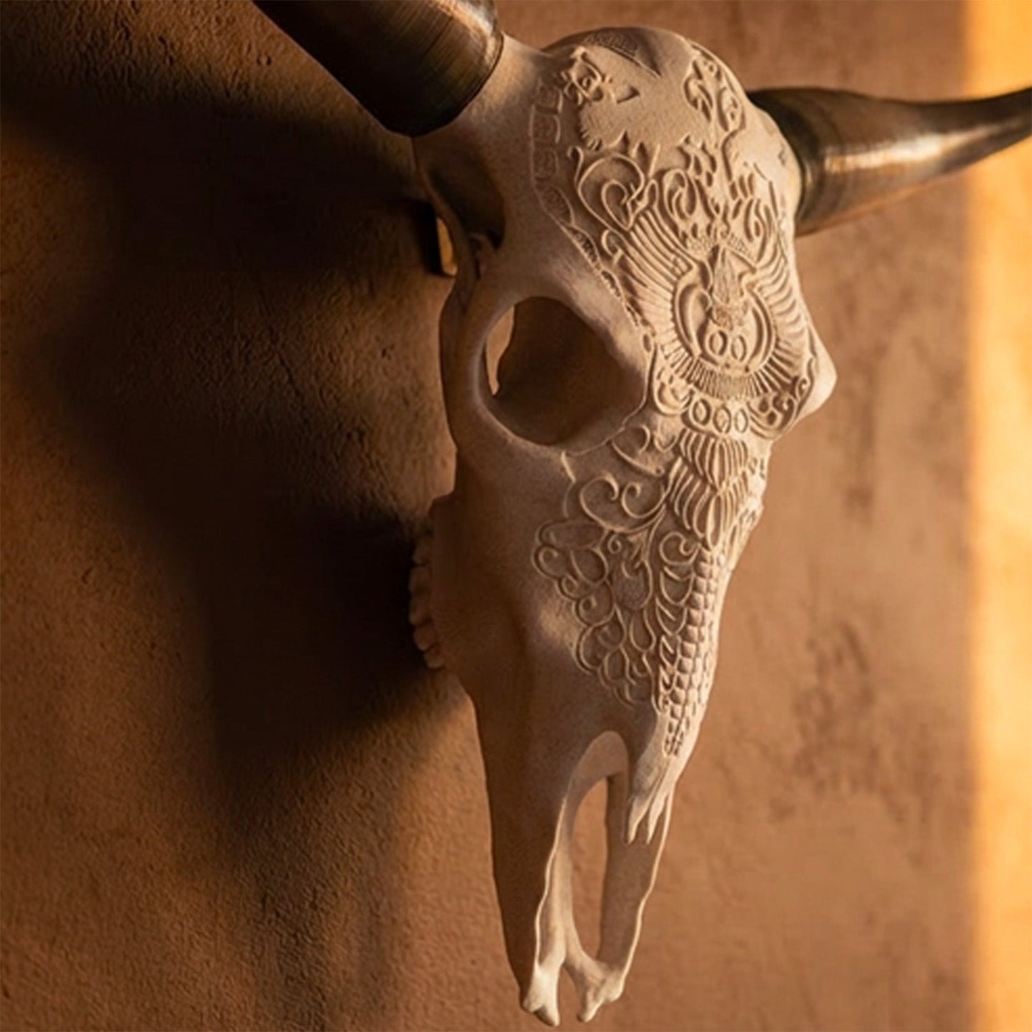 ADG42 Faux Steer Skull and Horns Western Wall Decor
