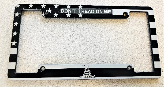 American Flag Don’t Tread On Me Billet Aluminum License Plate Frame