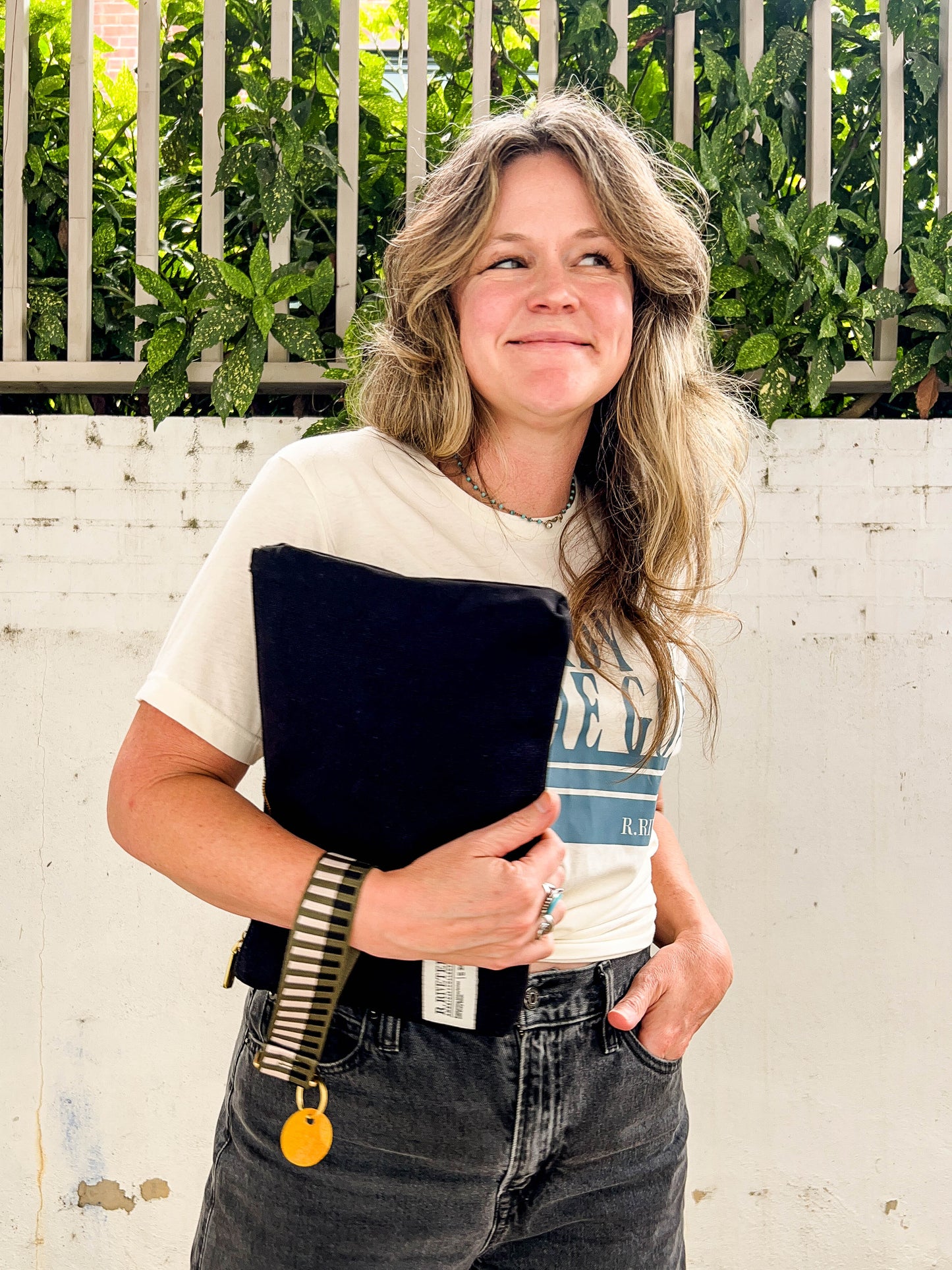 General | Black Canvas + Geo Olive Wristlet Strap