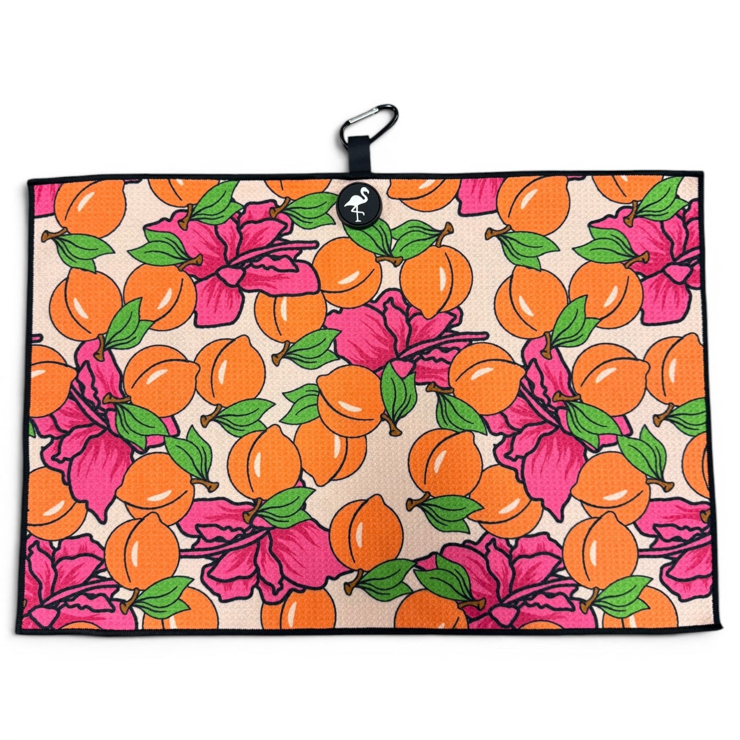 Peach Bellini Golf Towel | 24” x 16” Microfiber Towel | Magnetic Clip & Carabiner | Premium Golf Accessory