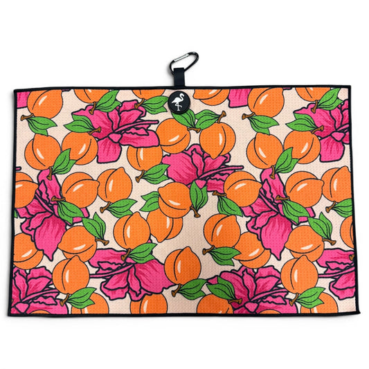 Peach Bellini Golf Towel | 24” x 16” Microfiber Towel | Magnetic Clip & Carabiner | Premium Golf Accessory