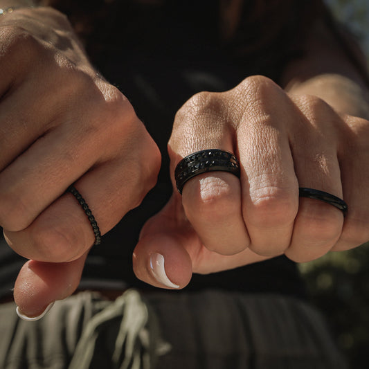 Women's Black Stone Ring Band