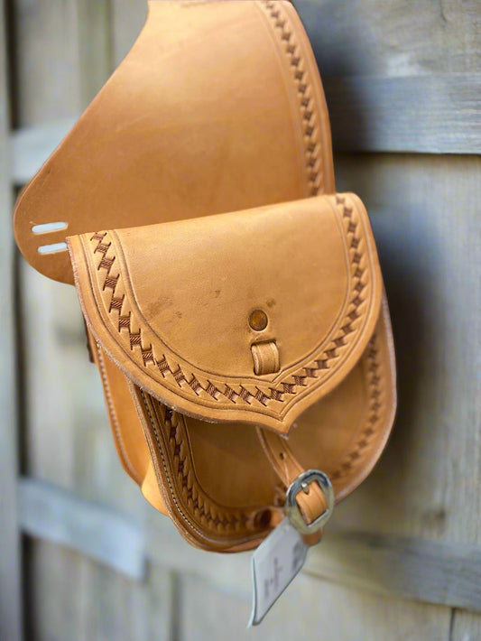 7" Natural Basket Border Saddle Bag