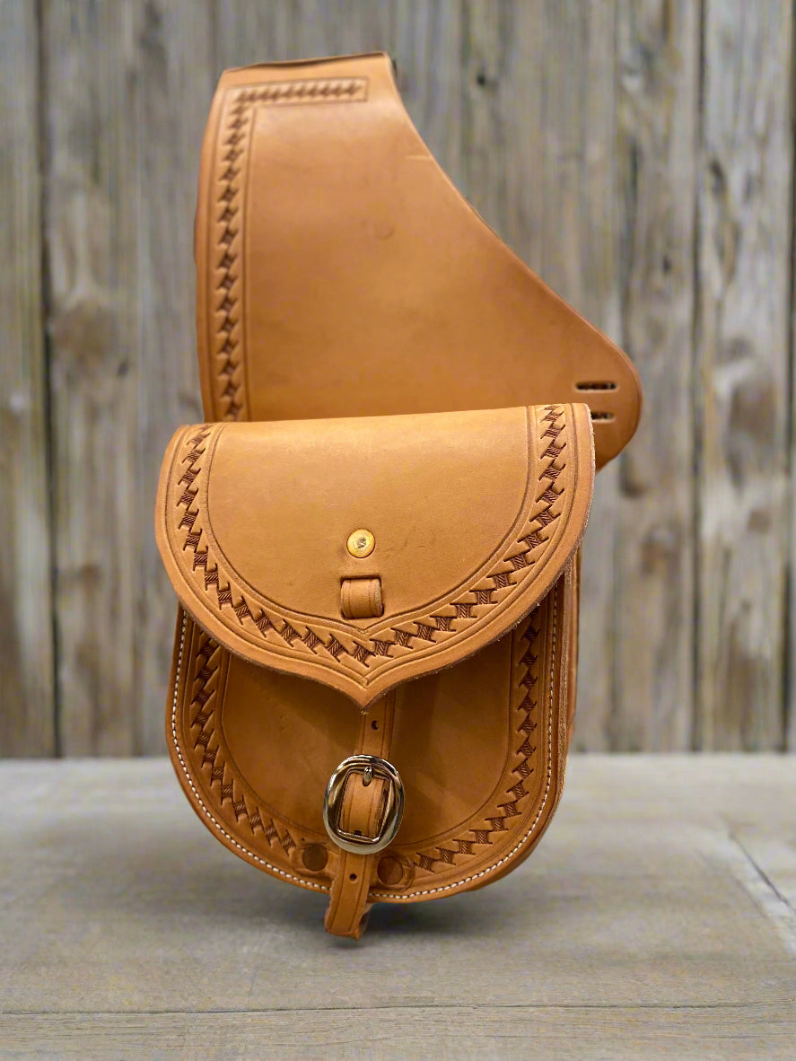 7" Natural Basket Border Saddle Bag