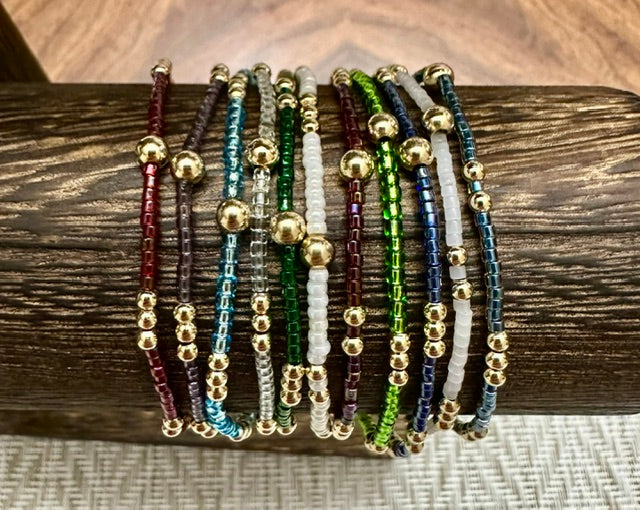 14K Gold Filled 2.5mm & Birthstone Bead Bracelet