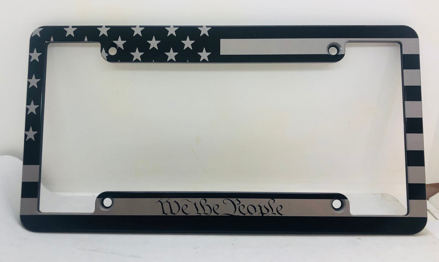 American Flag We The People Billet Aluminum License Plate Frame