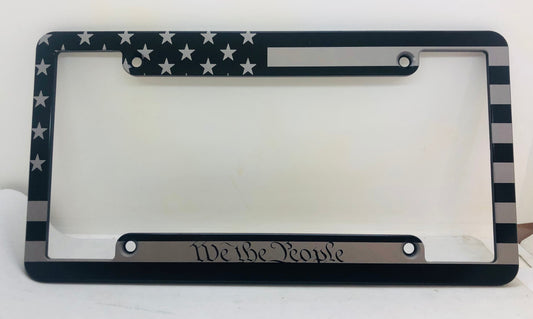 American Flag We The People Billet Aluminum License Plate Frame