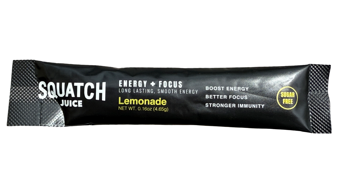 Squatch Juice Energy + Focus - Pre-order Only - 30 Sticks - Pineapple/Mango, Watermelon, Lemonade, Strawberry/Kiwi