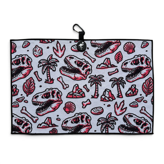 Fossil Golf Towel | 24” x 16” Microfiber Towel | Magnetic Clip & Carabiner | Premium Golf Accessory