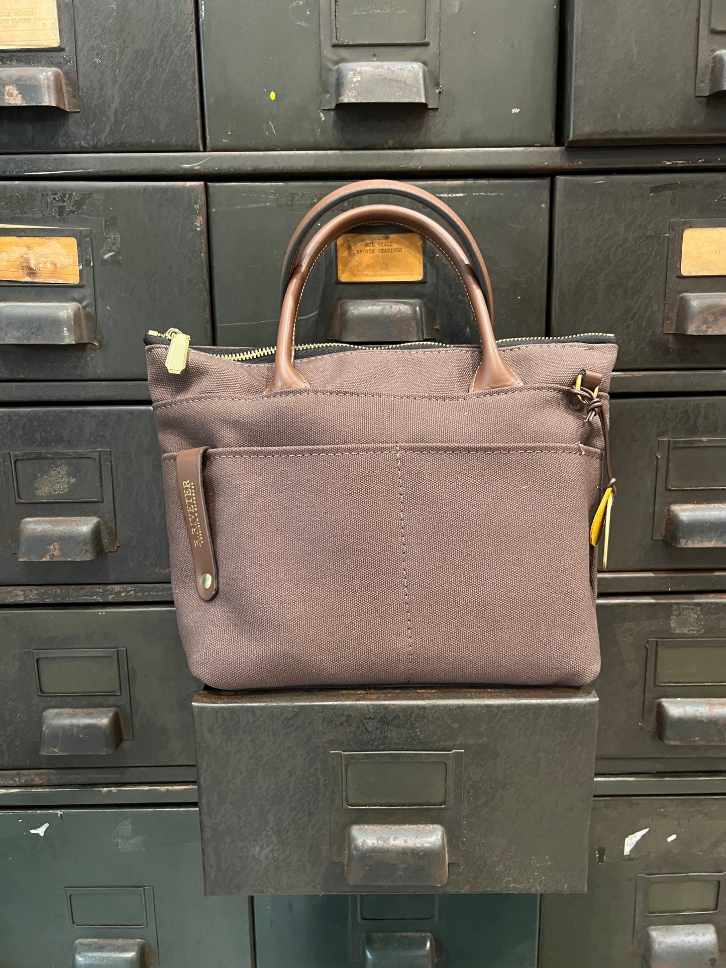 Dot | Small Tote | Umber Brown Canvas + Brown