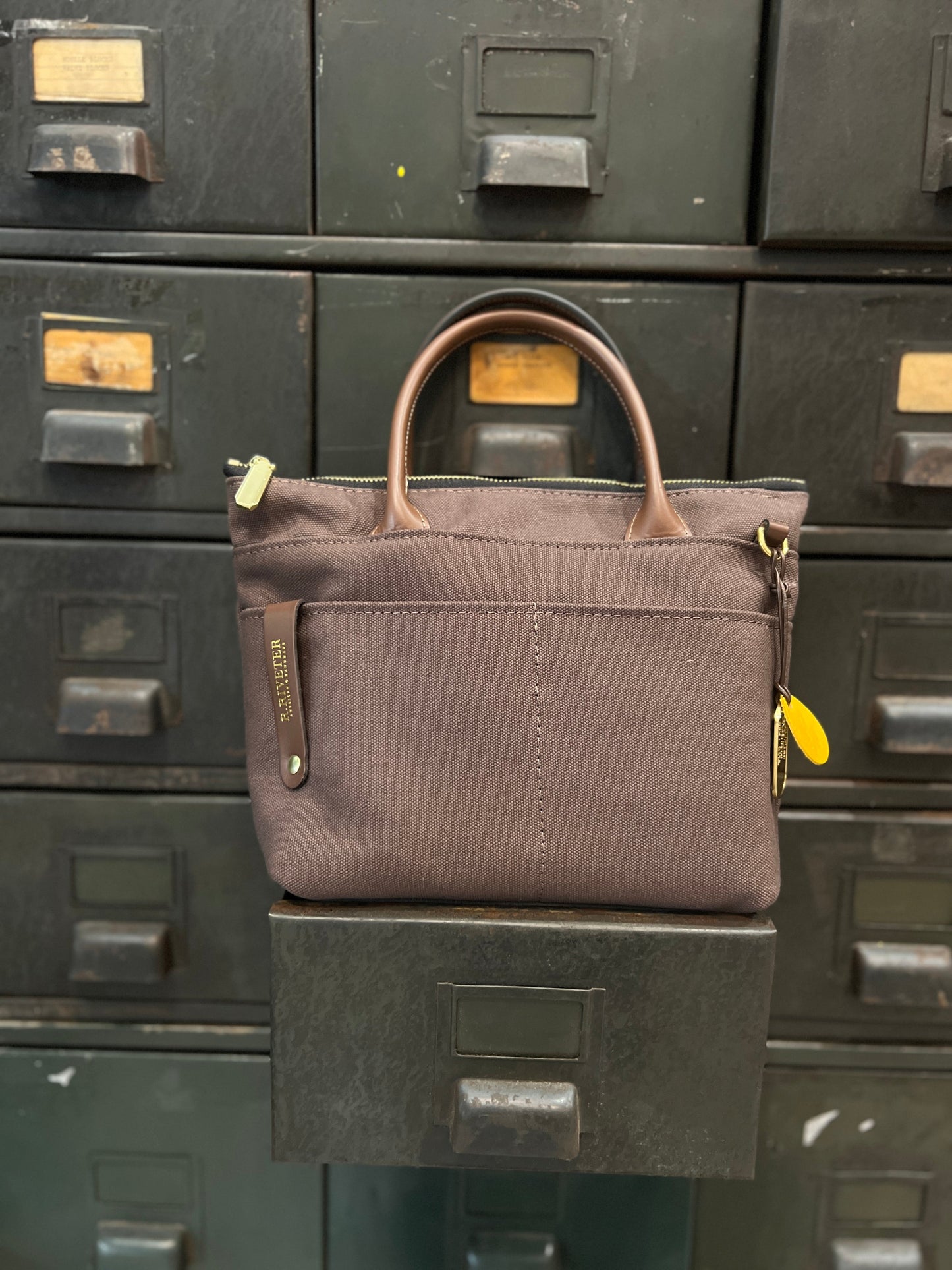 Dot | Small Tote | Umber Brown Canvas + Brown