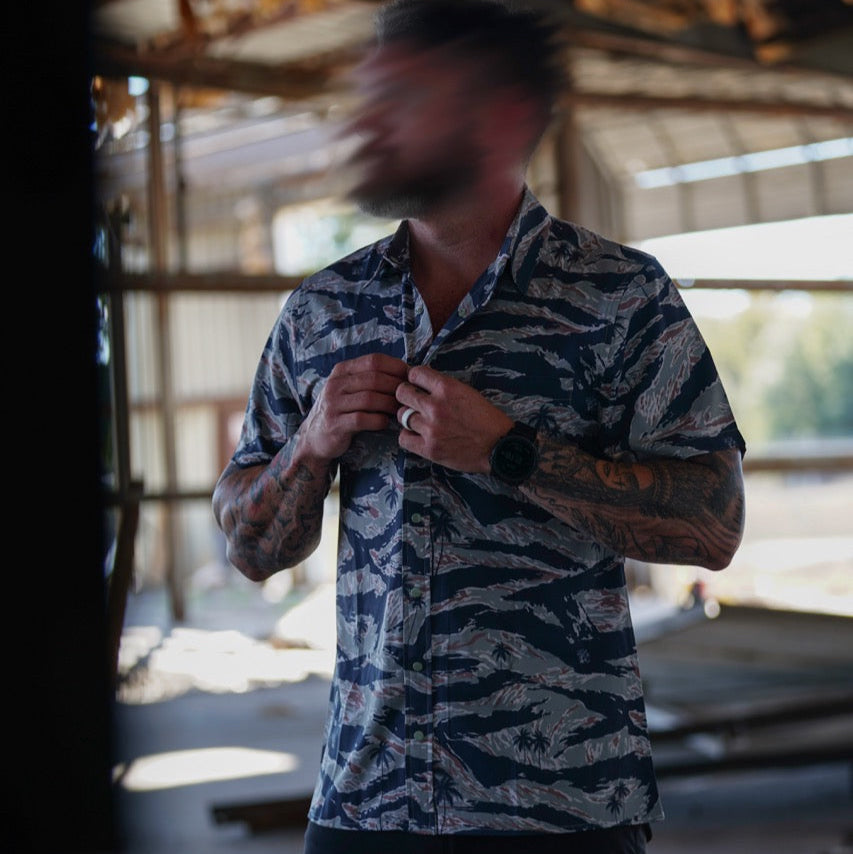 Tiger Stripe Green Button-up