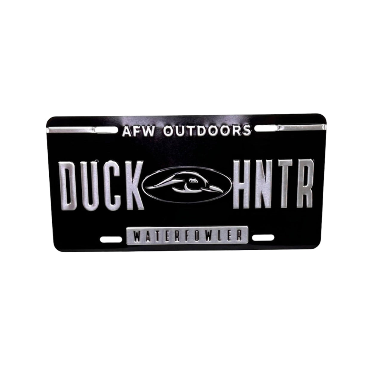 Black Embossed Duck Hunter License Plate