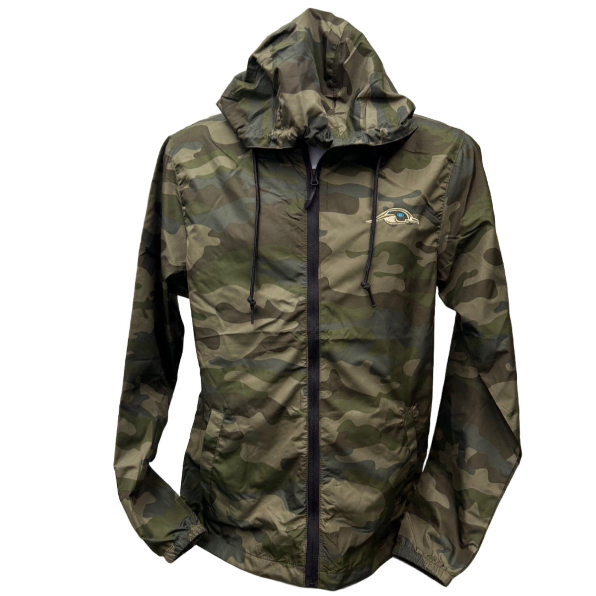 AF Waterfowl Camo Lightweight Full Zip Pullover Windbreaker Jacket - Water Resistant