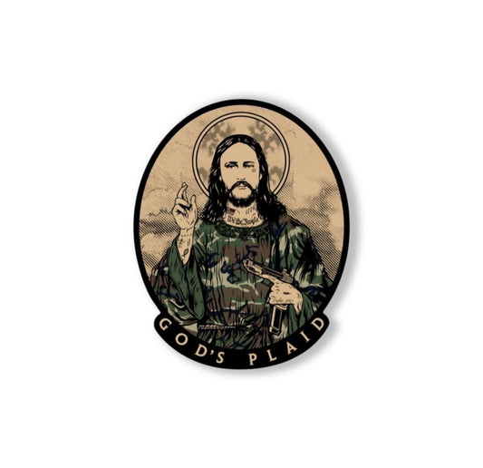 God's Plaid Sticker
