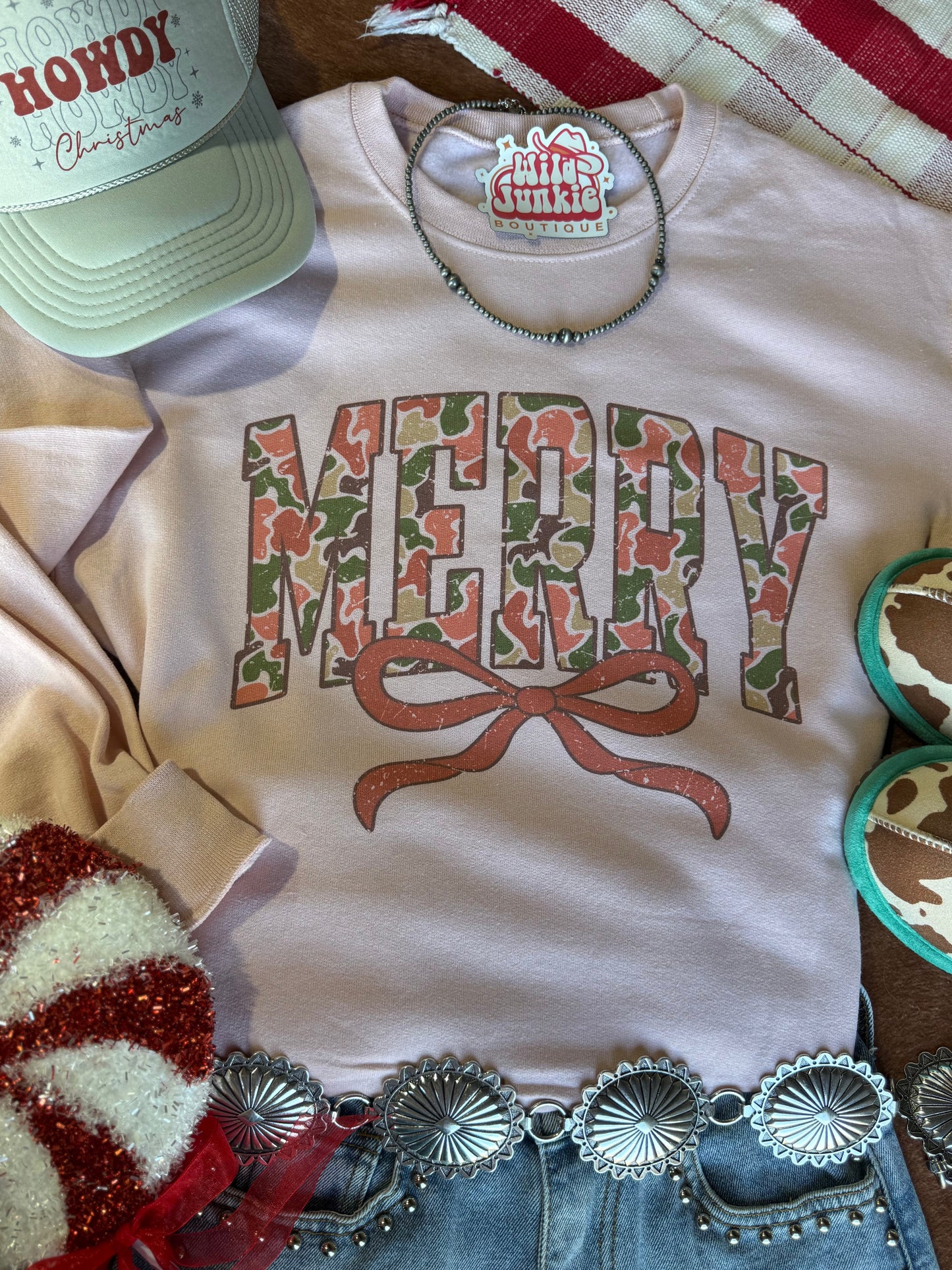 Merry Christmas Camo Print Sweatshirt