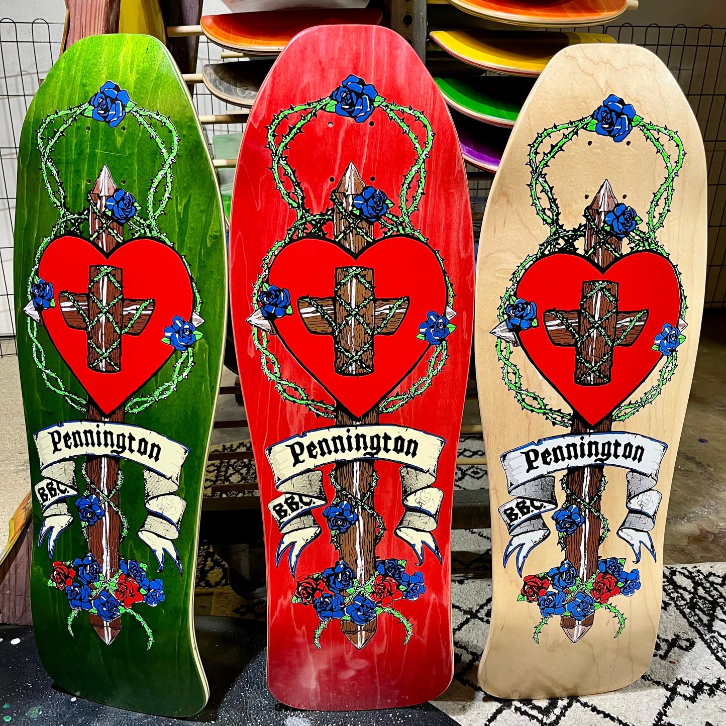 Bryan Pennington BBC Crucifix HAND-PAINTED, LIMITED EDITION Deck 10.3"x30.5" (1 of 15)