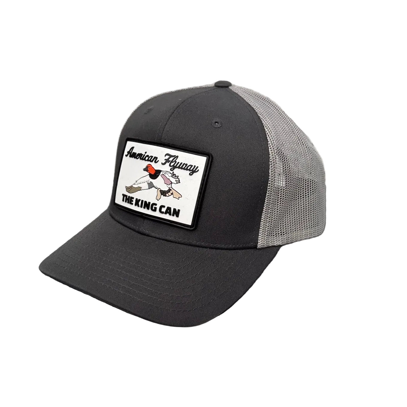 The King Can Canvasback PVC Patch Hat in Grey and Light Grey Mesh Back 112