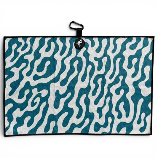 Coral Bloom Golf Towel | 24” x 16” Microfiber Towel | Magnetic Clip & Carabiner | Premium Golf Accessory