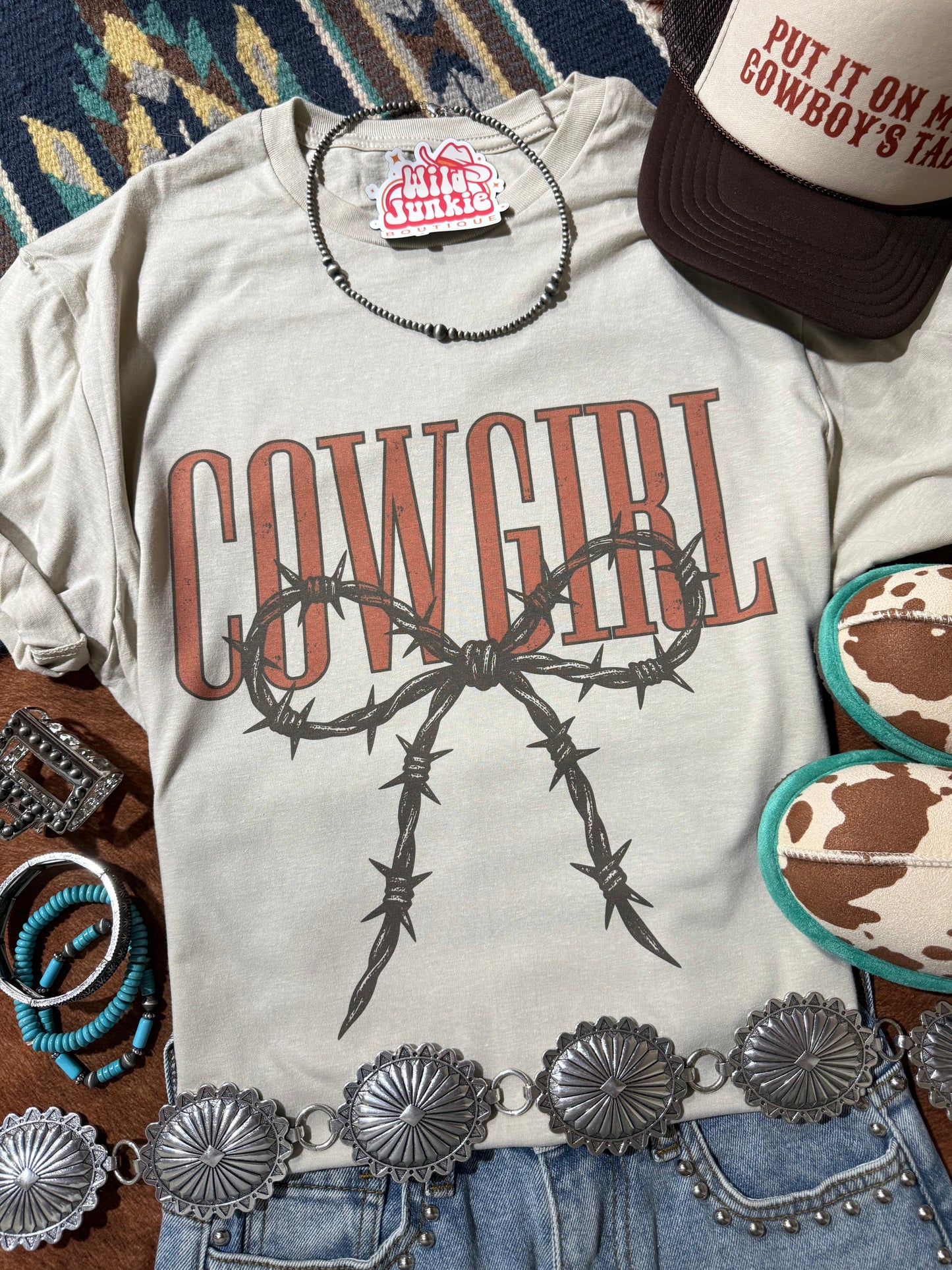 Cowgirl Barbed Wire Bow Graphic Tee