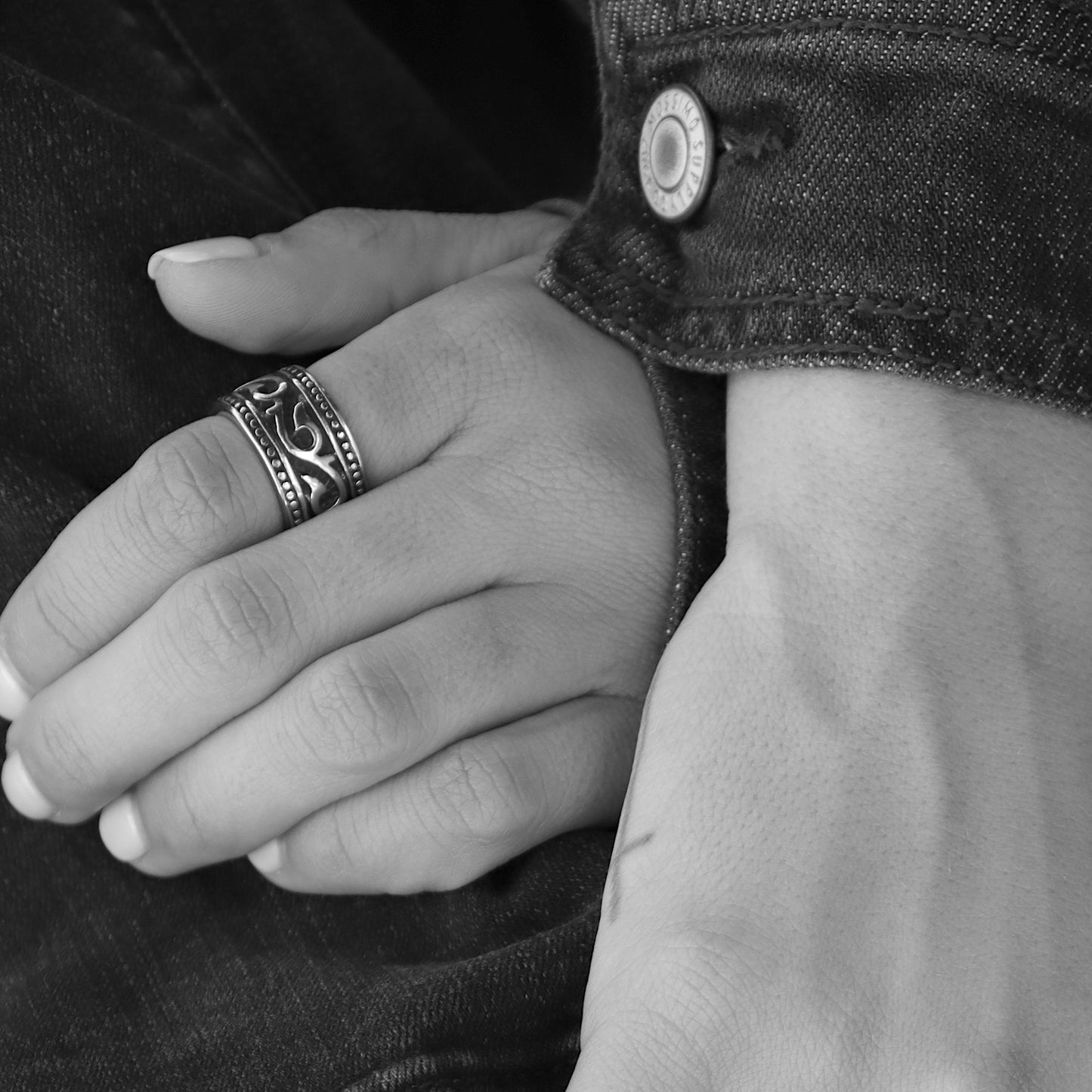 Stainless Steel Detailed Tribal Ring