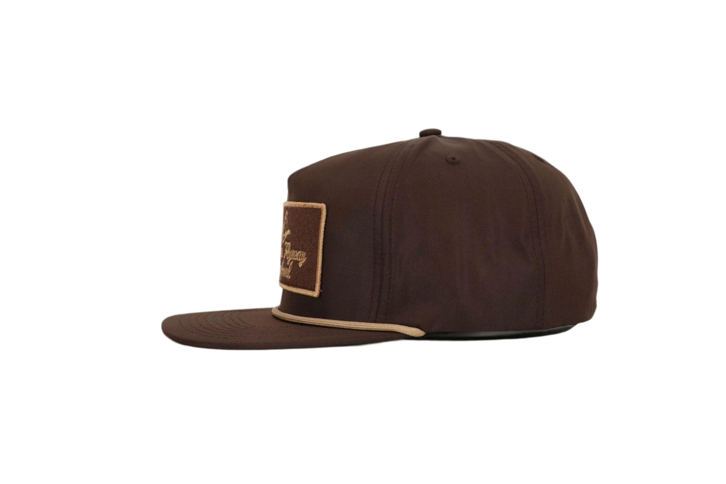 Youth Throwback Vintage Rope Hat Brown w Patch and Tan Rope
