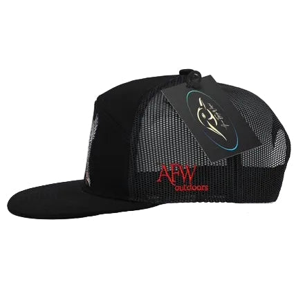AF Waterfowl Flying Wood Duck Black 7 Panel Hat Trucker