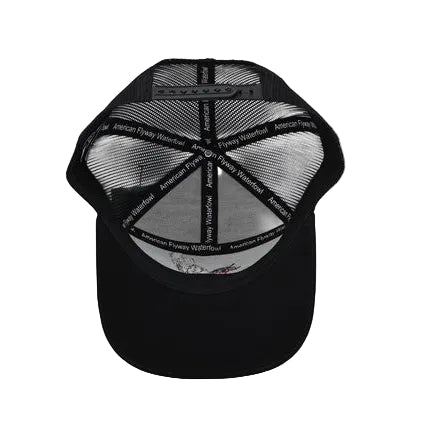 AF Waterfowl Flying Wood Duck Black 7 Panel Hat Trucker