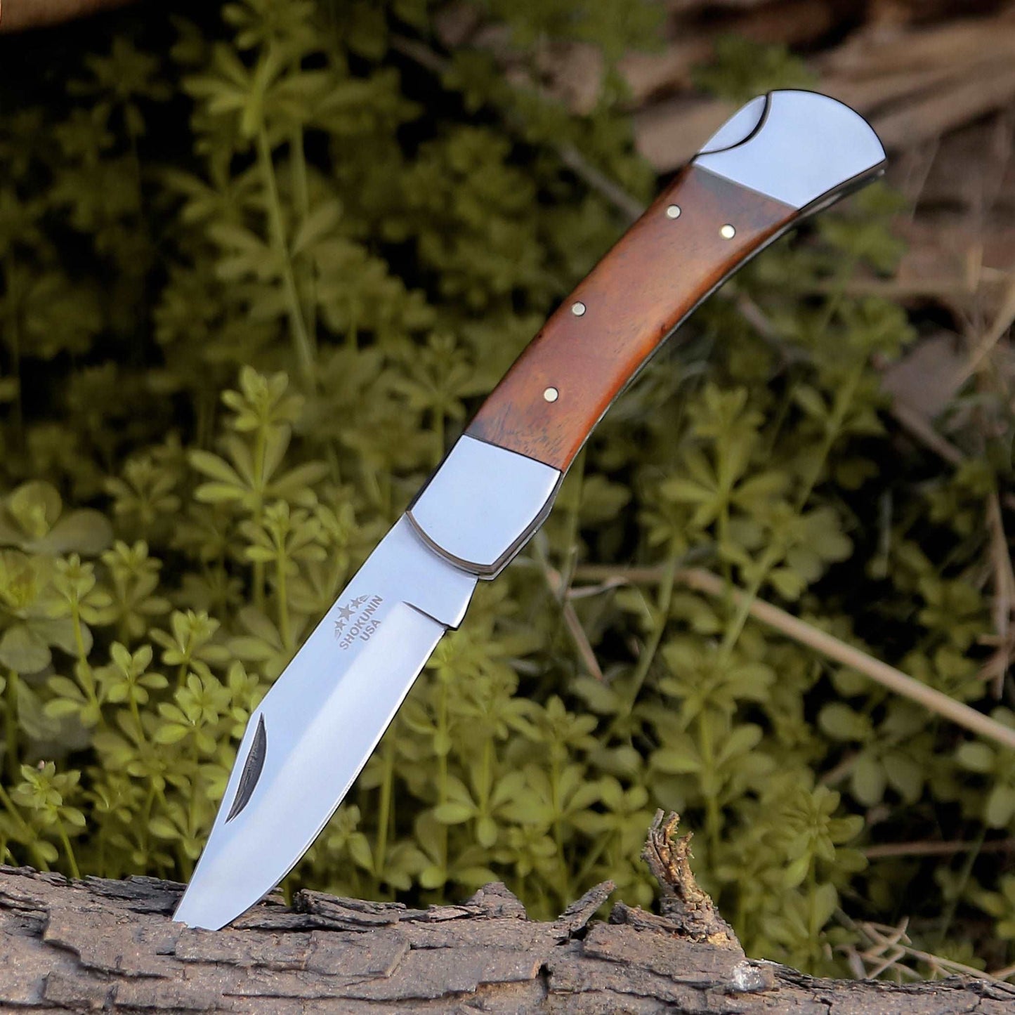 Raze Pocket Knife Engraved with Exotic Rose Wood Handle
