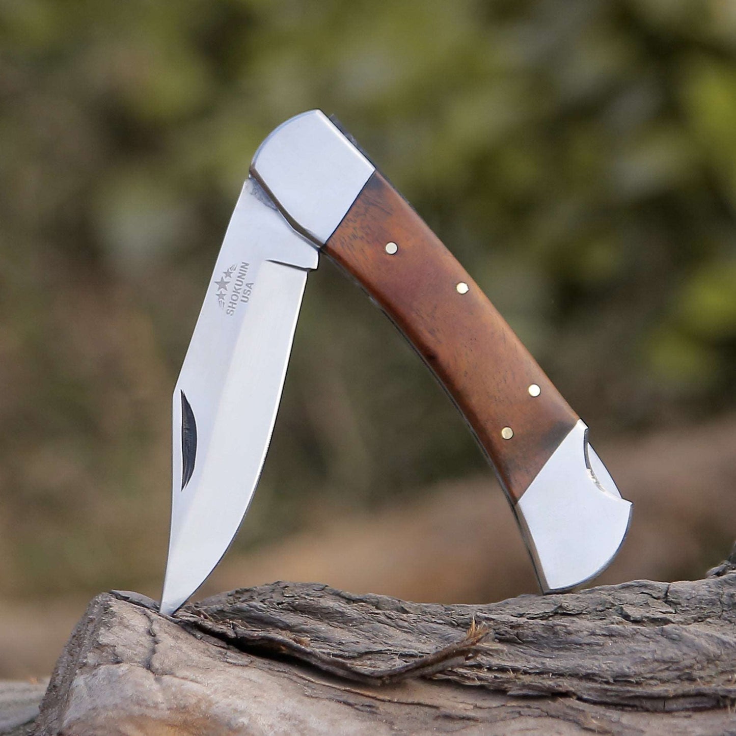 Raze Pocket Knife Engraved with Exotic Rose Wood Handle