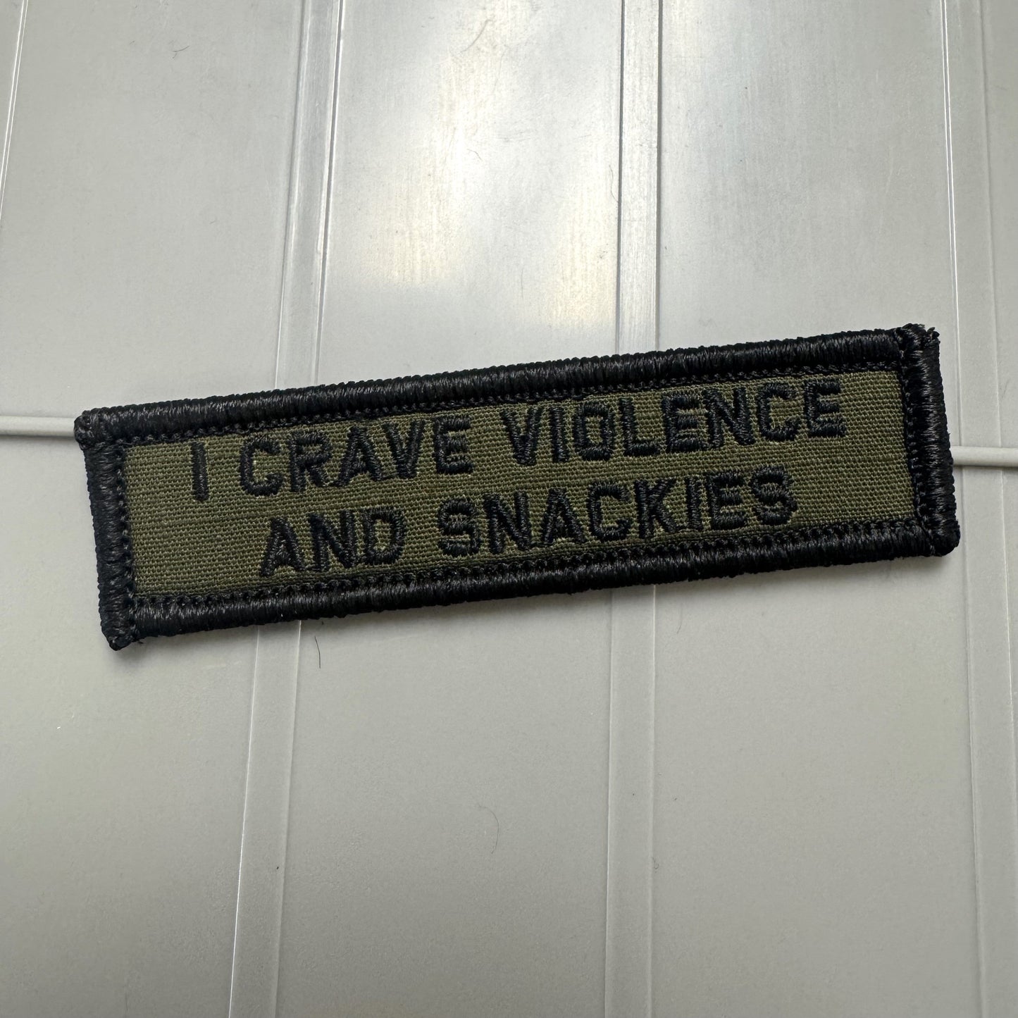 As Seen on Socials - I Crave Violence and Snackies - 1x3.75 Patch - Multiple Variants