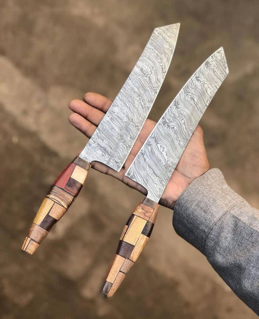 Damascus Steel Chef Knives Pairing Set