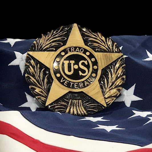 Iraq War Veteran Grave Marker & Flag Holder with Aluminum Ground Spike | Made in USA