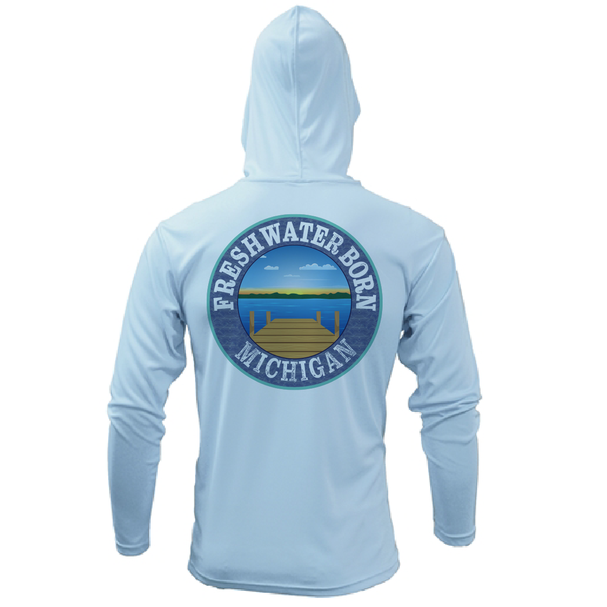Michigan Freshwater Born Women's Linear Logo Long Sleeve UPF 50+ Dry-Fit Hoodie