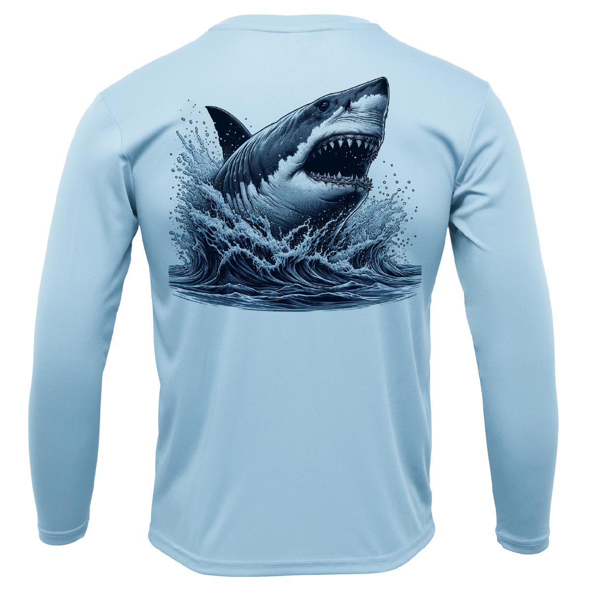 Cape Cod, MA Jaws Boy's Long Sleeve UPF 50+ Dry-Fit Shirt