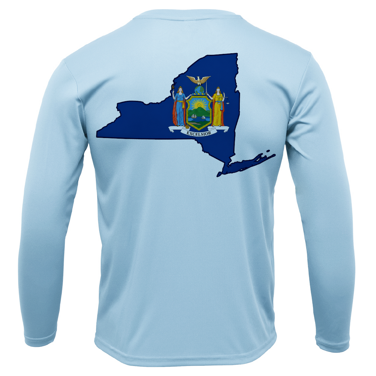 Long Island, NY State Flag Outline Men's Long Sleeve UPF 50+ Dry-Fit Shirt