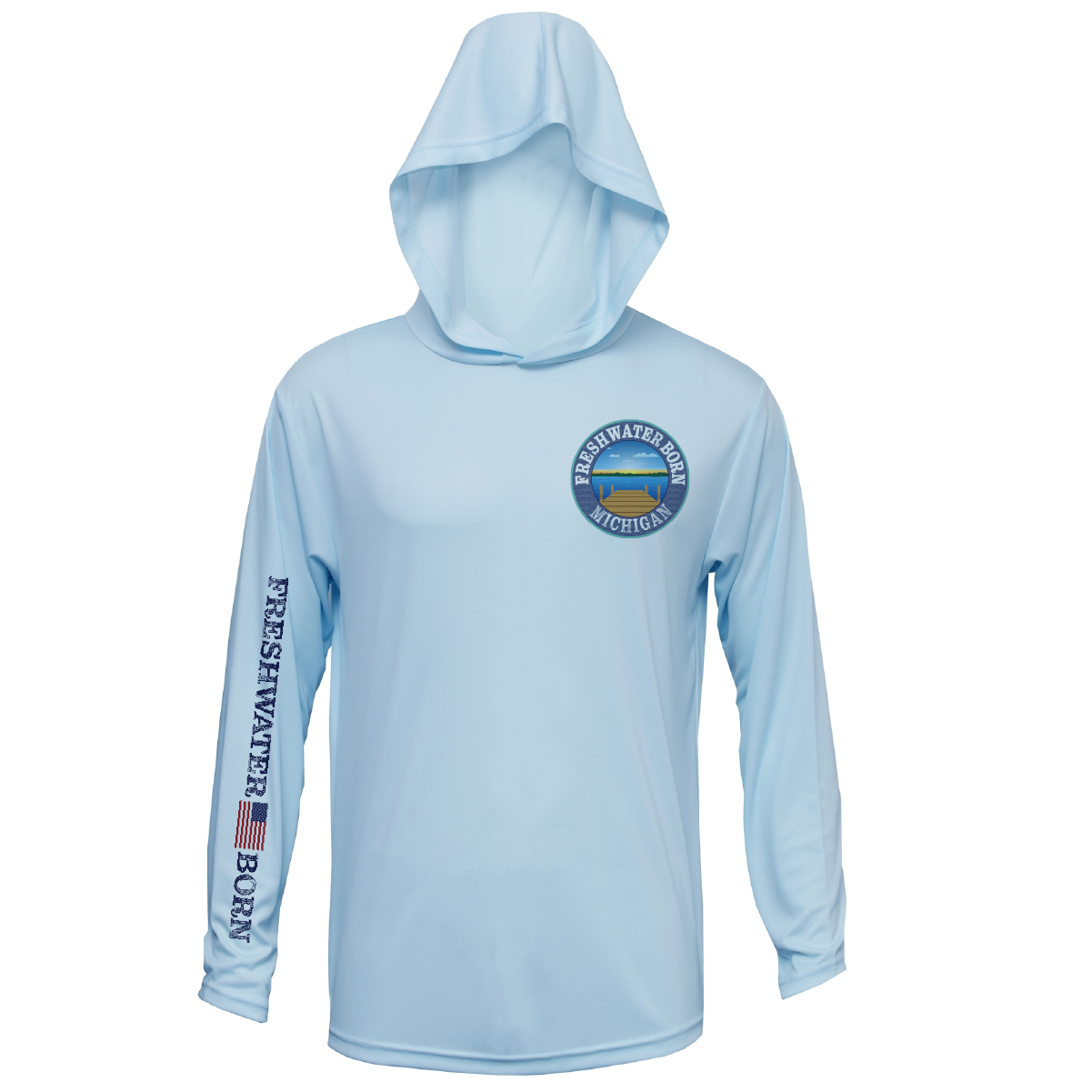 Michigan Freshwater Born Perch Men's Long Sleeve UPF 50+ Dry-Fit Hoodie
