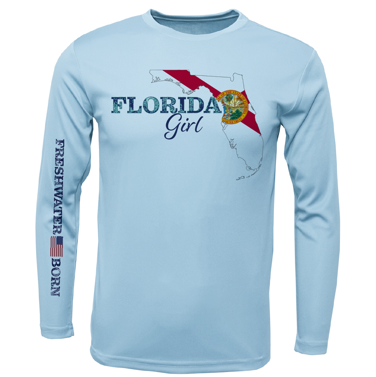 Florida Girl Freshwater Born Girl's Long Sleeve UPF 50+ Dry-Fit Shirt