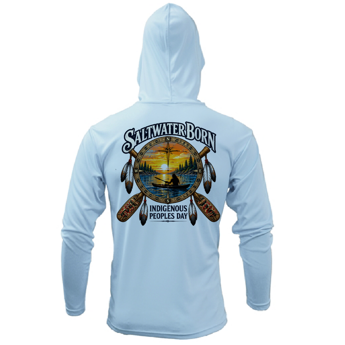 Indigenous People's Day Sunset Paddle Men's Long Sleeve UPF 50+ Dry-Fit Hoodie