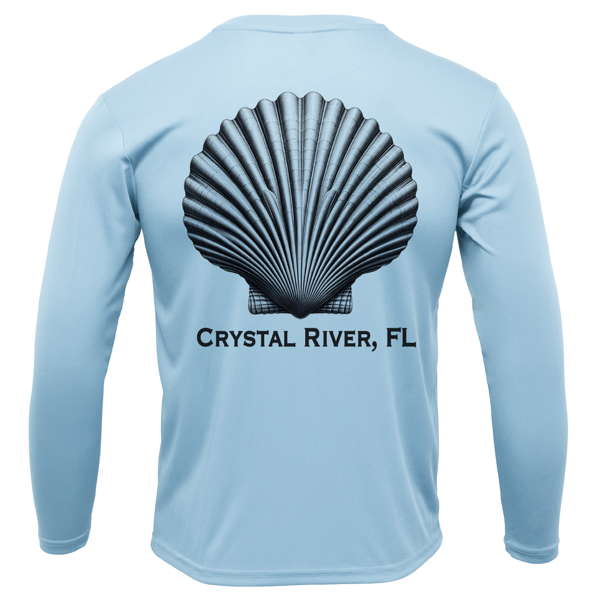 Crystal River, FL Scallop Men's Long Sleeve UPF 50+ Dry-Fit Shirt