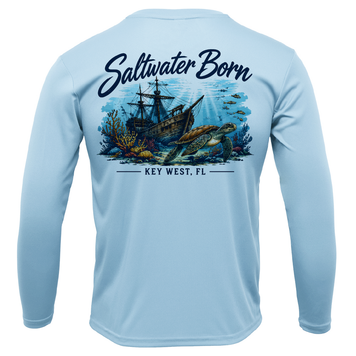 Key West, FL Sunken Pirate Ship Men's Long Sleeve UPF 50+ Dry-Fit Shirt