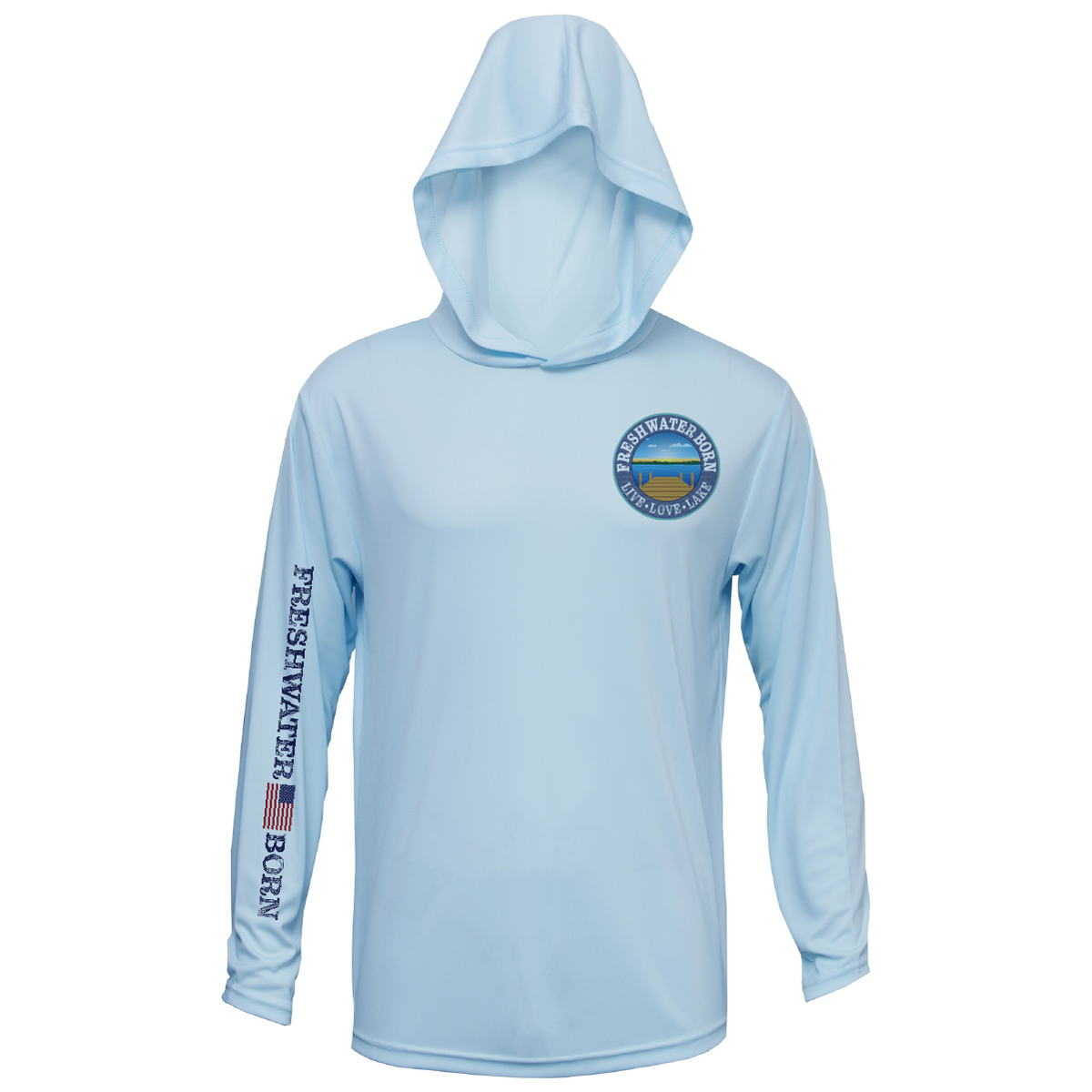 Freshwater Born- Hooked on America Boy's Long Sleeve UPF 50+ Dry-Fit Hoodie