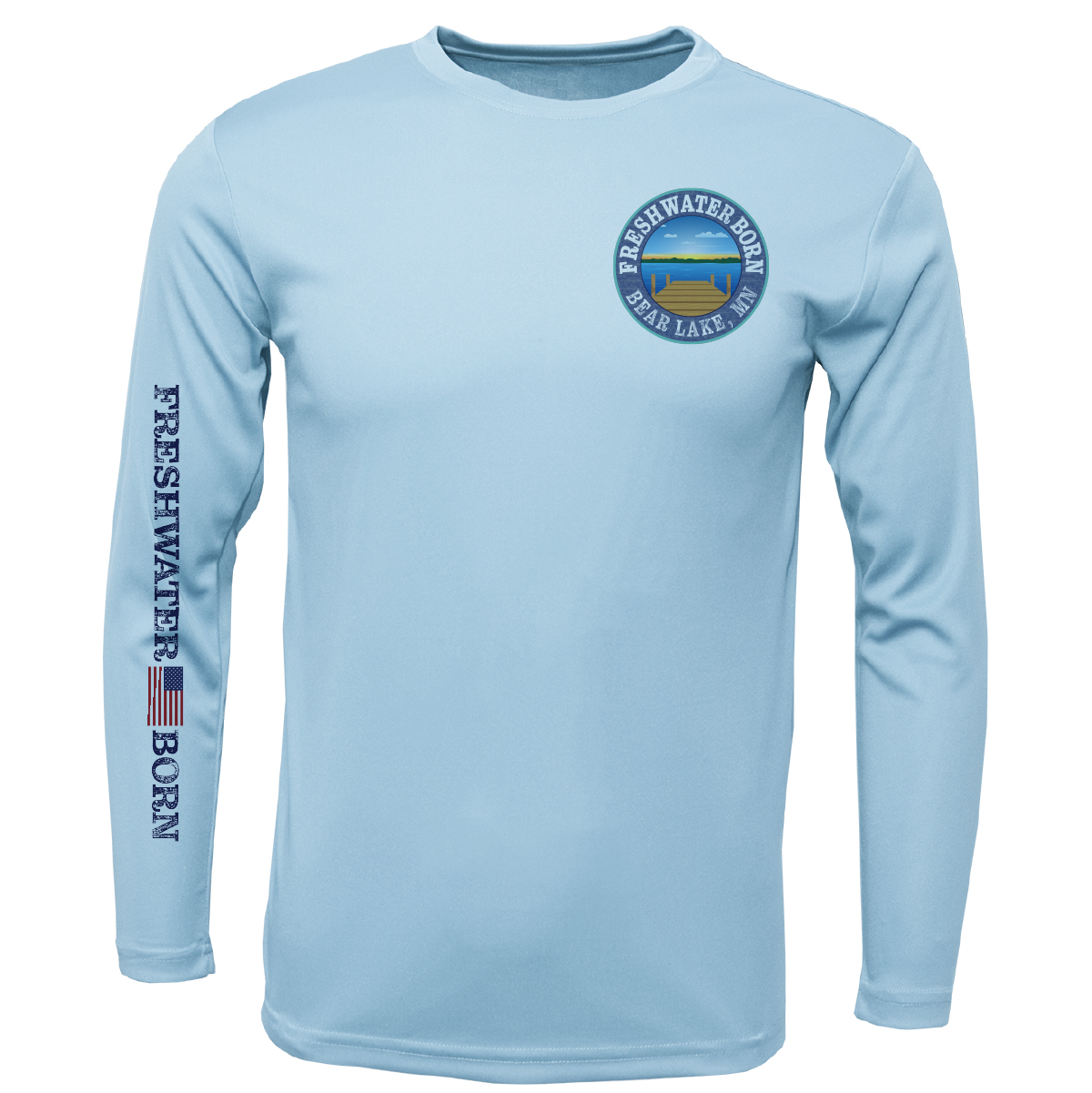 Bear Lake, MN Freshwater Born State Flag Men's Long Sleeve UPF 50+ Dry-Fit Shirt