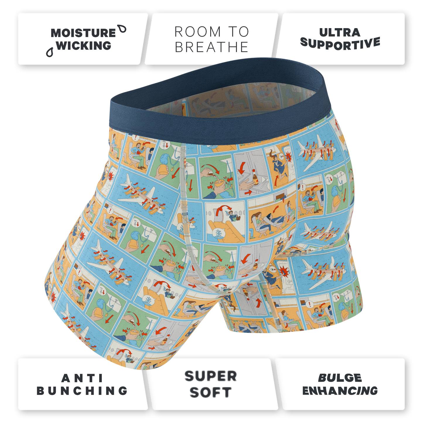 The Improper Protocol | Airplane Pamphlet Ball Hammock® Pouch Underwear With Fly