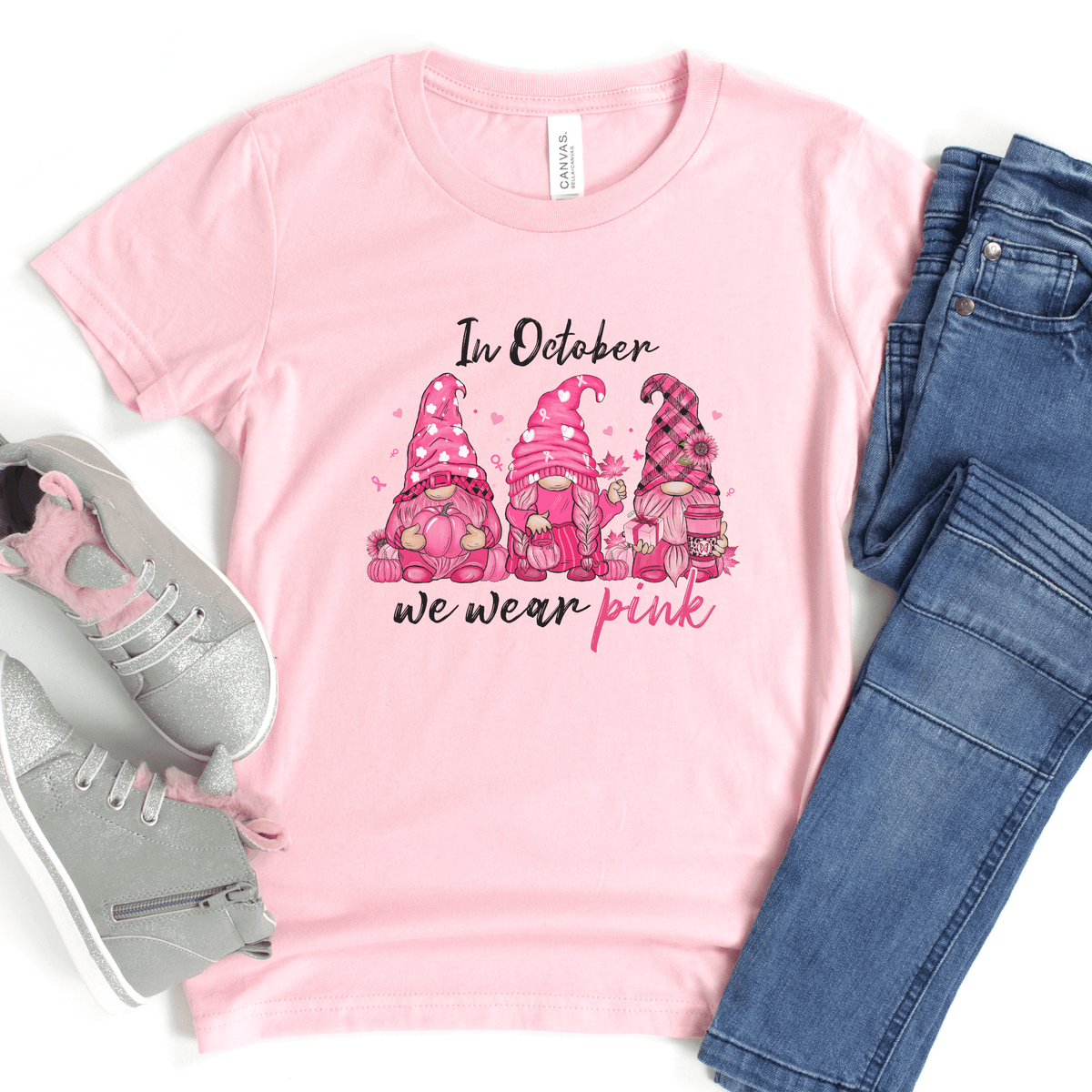 In October We Wear Pink Gnomes Kids T-Shirt