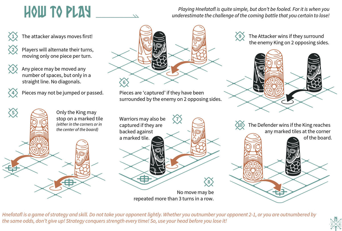 Hnefatafl Set – King's Board with Ox-Bone Pieces