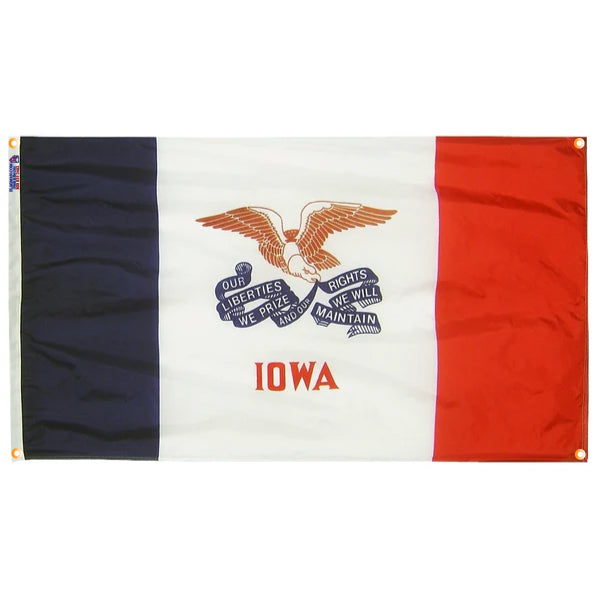Iowa Flag with Grommets Along the Edges for Wall Hanging